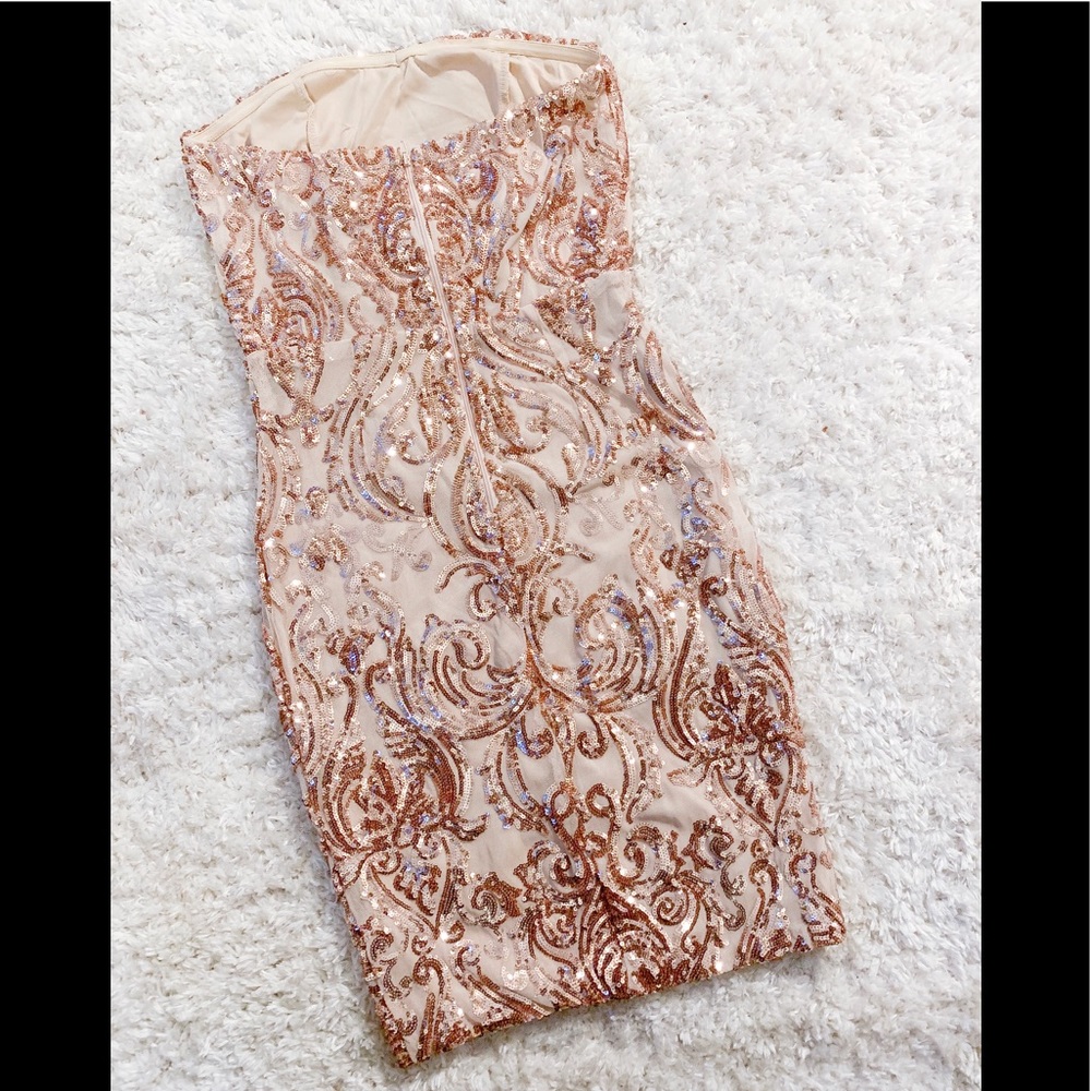 Nude Banjul Sequin Bodycon Dress - Picture 2 of 5